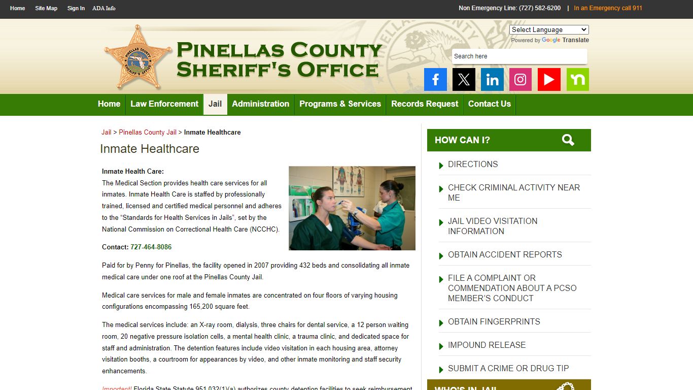 Inmate Healthcare - Pinellas County Sheriff's Office